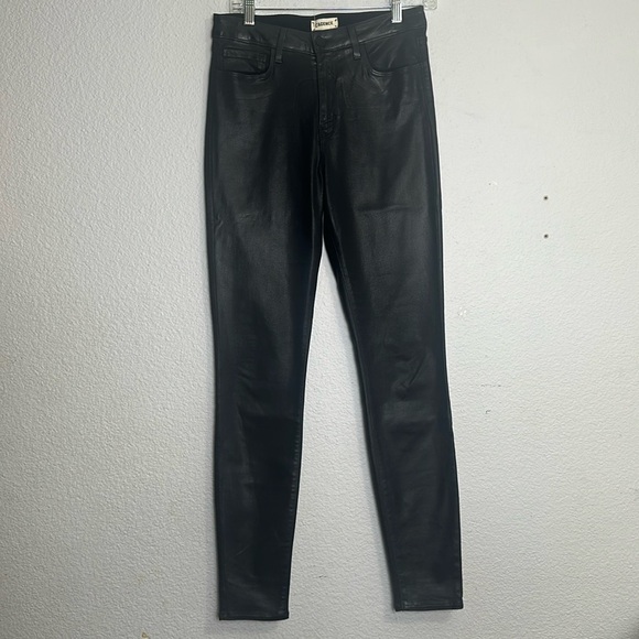 L’AGENCE Margot Coated Womens 29 Cropped Skinny High Rise Black Stretch Pants - Picture 3 of 16
